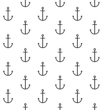 Beyaz üzerinde çizgi çapa vektör dikişsiz desen