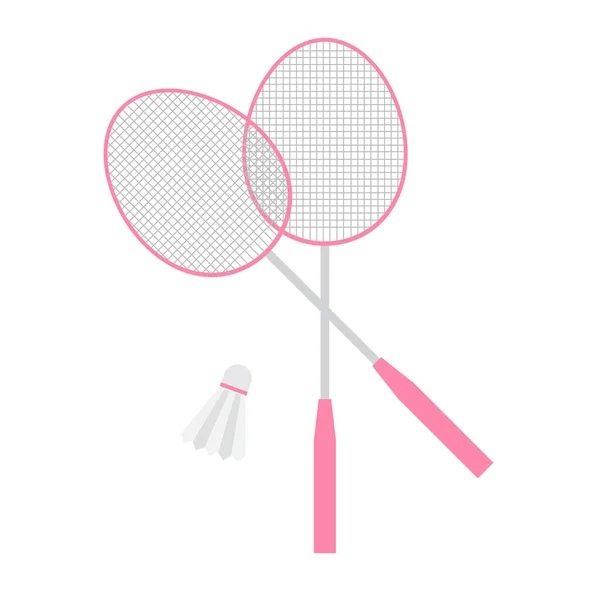 Vector plat roze set van badmintonmateriaal — Stockvector