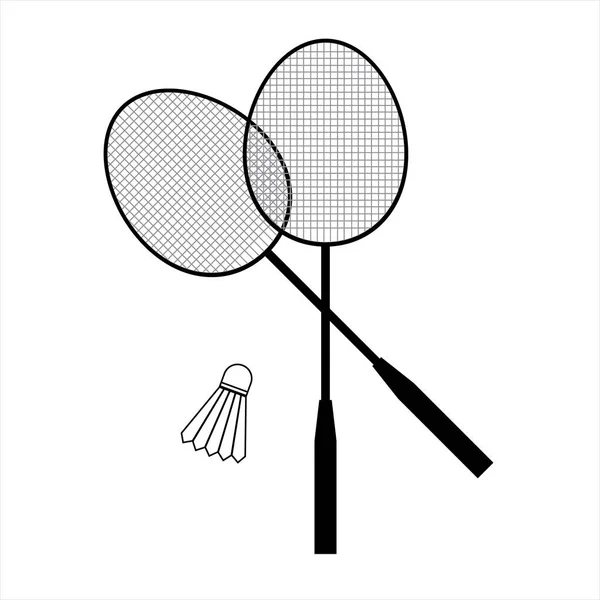 Vector platte set van badmintonmateriaal op wit — Stockvector