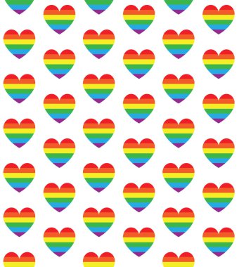 LGBT gökkuşağı bayrağı kalp vektör Dikişsiz desen
