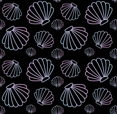 Siyah üzerinde holografik kabuğun vektör deseni