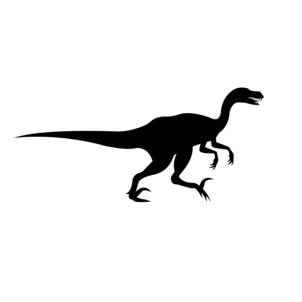 Velociraptor dinozorvektör siyah siluet — Stok Vektör