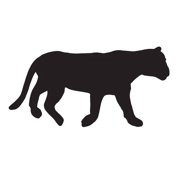 Vektor flache schwarze Silhouette Logo des wandernden Tigers — Stockvektor