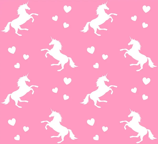 Pola vektor mulus unicorn putih pada pink - Stok Vektor
