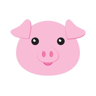 Beyaz vektör düz karikatür domuz yüz