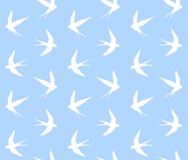 Mavi üzerinde kırlangıç siluetvektör deseni