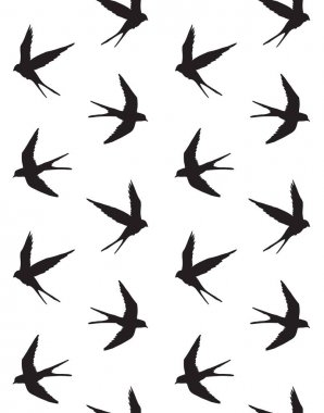 Kırlangıç kuş siluetinin vektör dikişsiz deseni