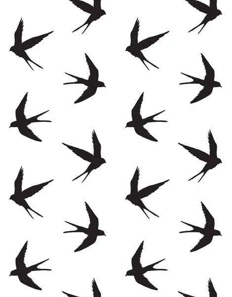 Modello senza cuciture vettoriale di silhouette di uccello rondine — Vettoriale Stock
