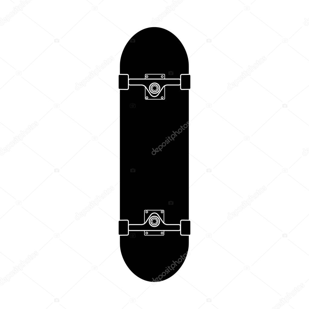 Vector flat black icon logo of skateboard