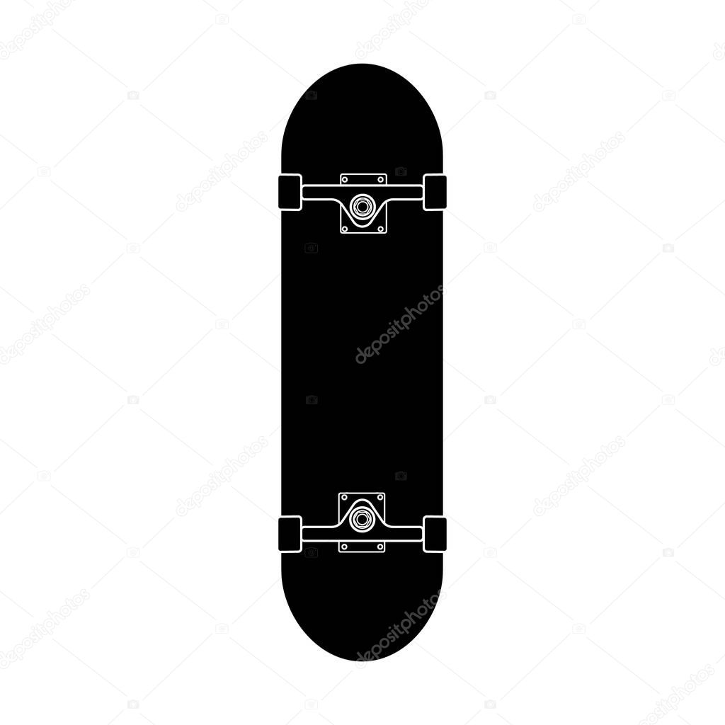 Vector flat black icon logo of skateboard isolated on white