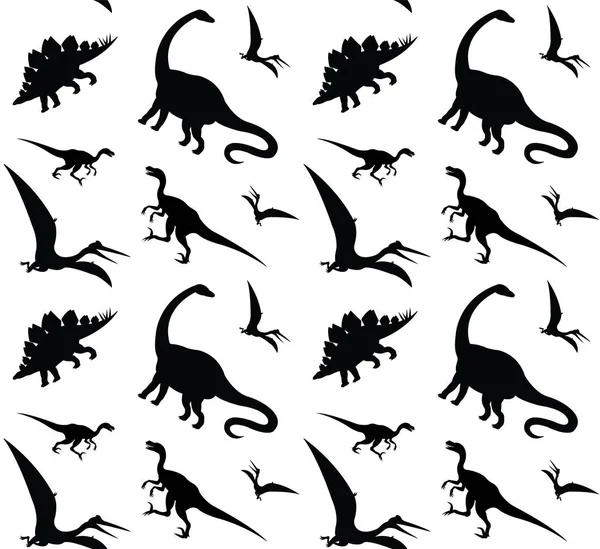 Vector naadloze patroon van dinosaurus silhouet — Stockvector