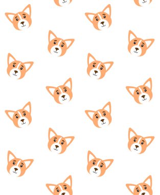 Düz karikatür corgi yüz Dikişsiz desen