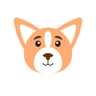Vektör düz karikatür sevimli corgi köpek yüz