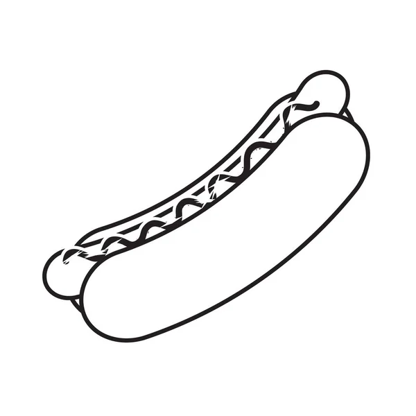 Vector plano negro línea icono logo de hot dog — Archivo Imágenes Vectoriales