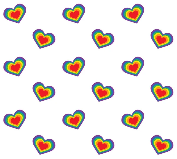 Naadloze patroon van LGBT vlag regenboog harten — Stockvector