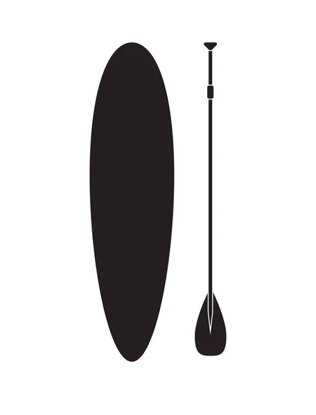 Vector flat black icon of stand up paddle surf — Stock Vector