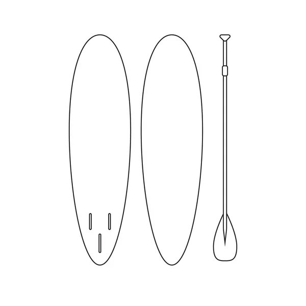 Línea vectorial stand up paddle surf board set — Vector de stock