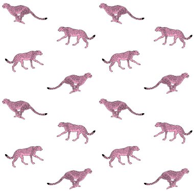 Pembe leopar çita vektör dikişsiz desen
