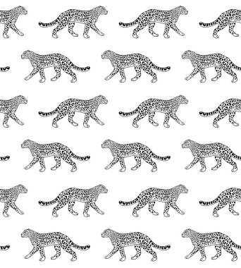 Çizgi el çizilmiş leopar Dikişsiz desen