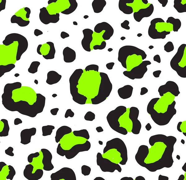 Nahtloses Muster aus neongrünem Leopardenfell — Stockvektor