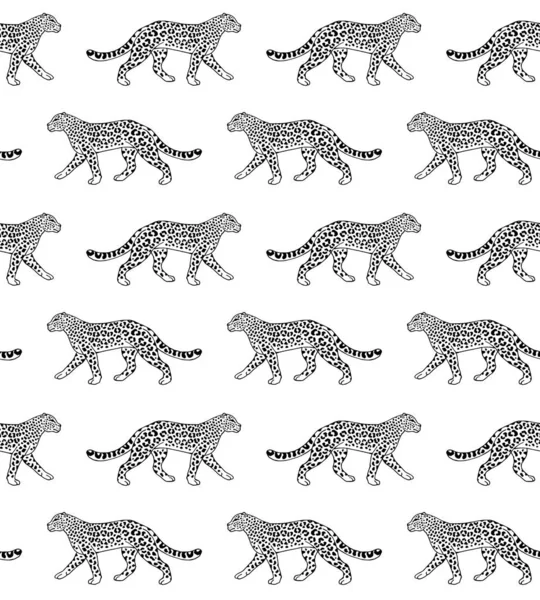 Modello senza cuciture di linea leopardo disegnato a mano — Vettoriale Stock