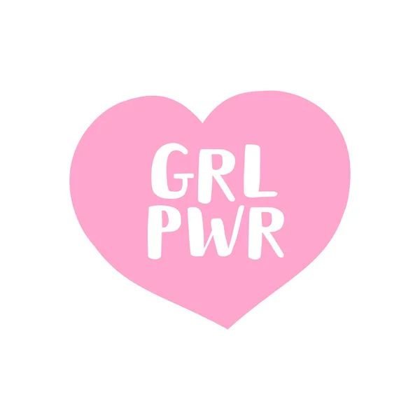 Vektor lapos betűkkel GRL PWR a rózsaszín szív — Stock Vector