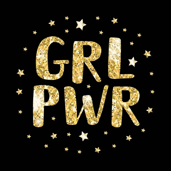 Vektor arany betűkkel GRL PWR a csillagok — Stock Vector