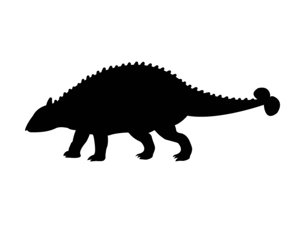 Векторный плоский чёрный силуэт анкилозавра — стоковый вектор