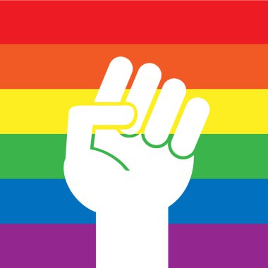 Vektör düz lgbt beyaz yumruk lgbt gökkuşağı bayrağı
