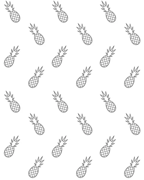 Naadloze patroon van zwarte lijn Pine Apple — Stockvector