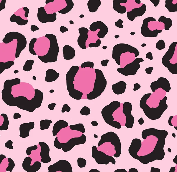 Pembe üzerinde siyah leopar lekeleri Dikişsiz desen
