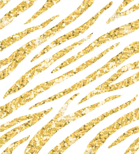 无缝图案的闪闪发光的金色斑马在白色 — 图库矢量图片