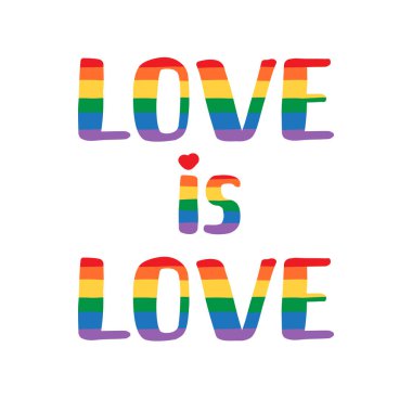Vektör lgbt gökkuşağı aşk aşk yazı afişi
