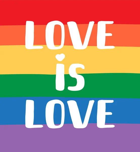 Vector blanco lgbt arco iris amor es amor cartel — Vector de stock