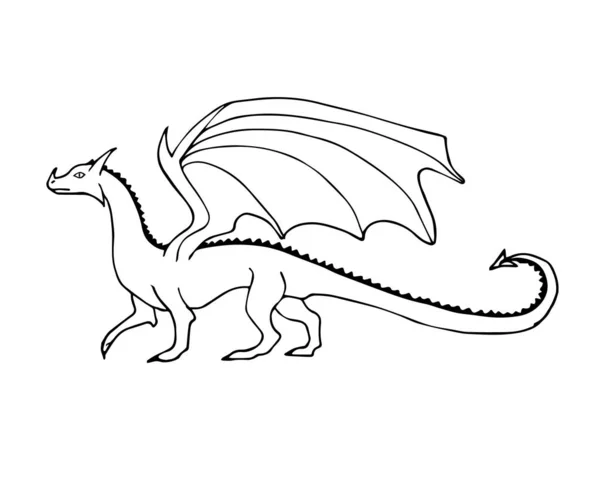 Векторные чернила ручной работы рисунок каракули дракона — стоковый вектор