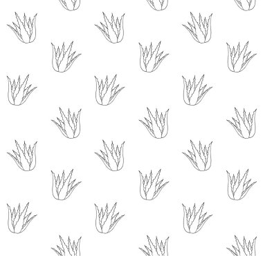 Tencerede çizilmiş yeşil elin dikişsiz deseni aloe