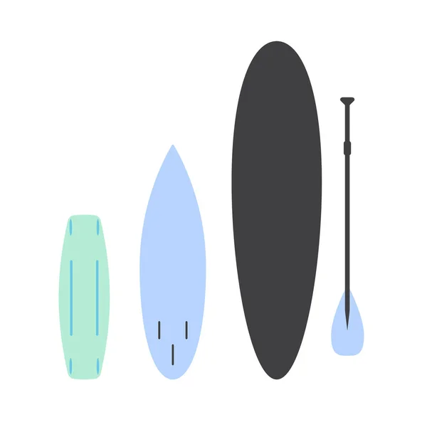 Conjunto vectorial de diferentes tablas de surf y wake board — Vector de stock