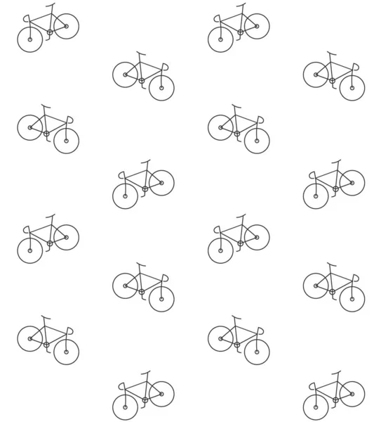 Vector seamless pattern of black line bicycle — Stock Vector