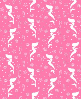 Denizkızı kabuğu ve denizyıldızı dikişsiz desen