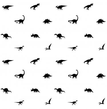 Siyah dinozor siluetinin dikişsiz deseni