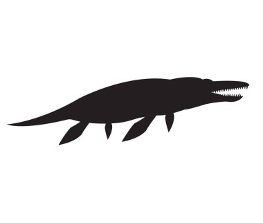 Yüzme pliosaurus dinozor vektör silueti