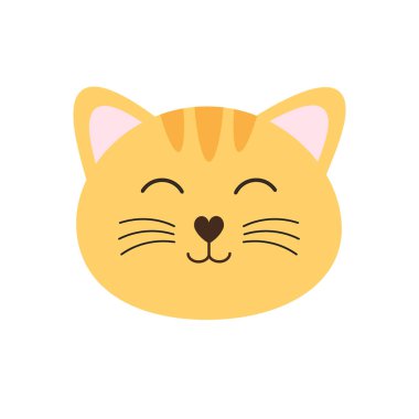 Vektör düz karikatür kawaii kedi yavrusu yüz