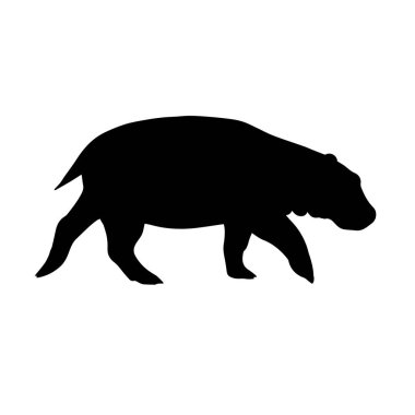 Vektör düz siyah siluet su aygırı