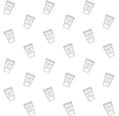 Vektör dikişsiz çizgi deseni kahve götürmek