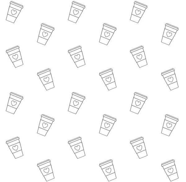 Векторный бесшовный рисунок линии уберите кофе — стоковый вектор
