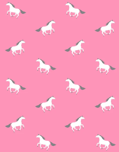 Wektor bezszwowy wzór płaskiego konia na różowym — Wektor stockowy