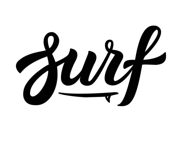 Vector negro dibujado a mano letras logotipo de surf — Vector de stock