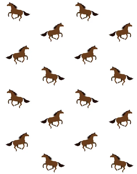 Vector seamless pattern of bay brown flat  horse — Stock Vector