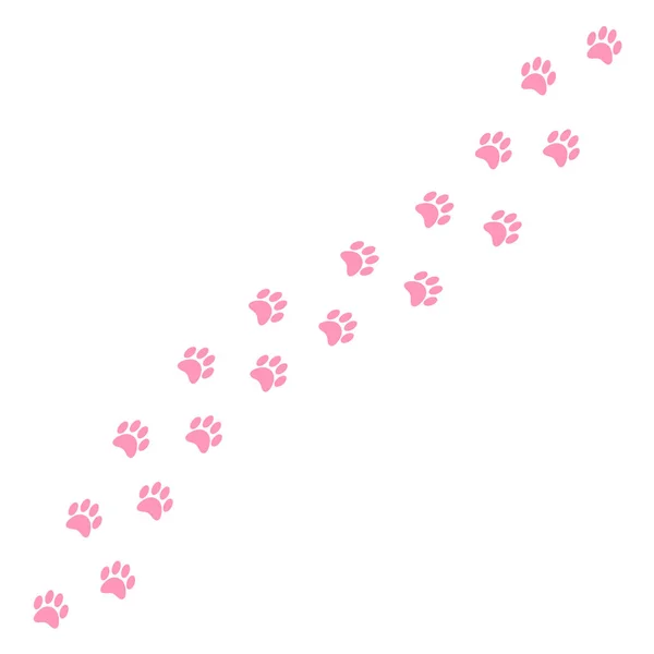 Vector plano contorno rosa gato perro pasos pie impresión — Vector de stock