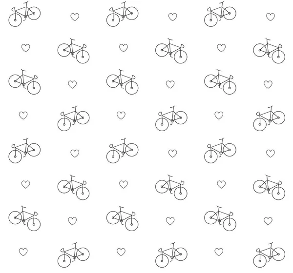 Vector seamless pattern of black bicycle on white — Stock Vector